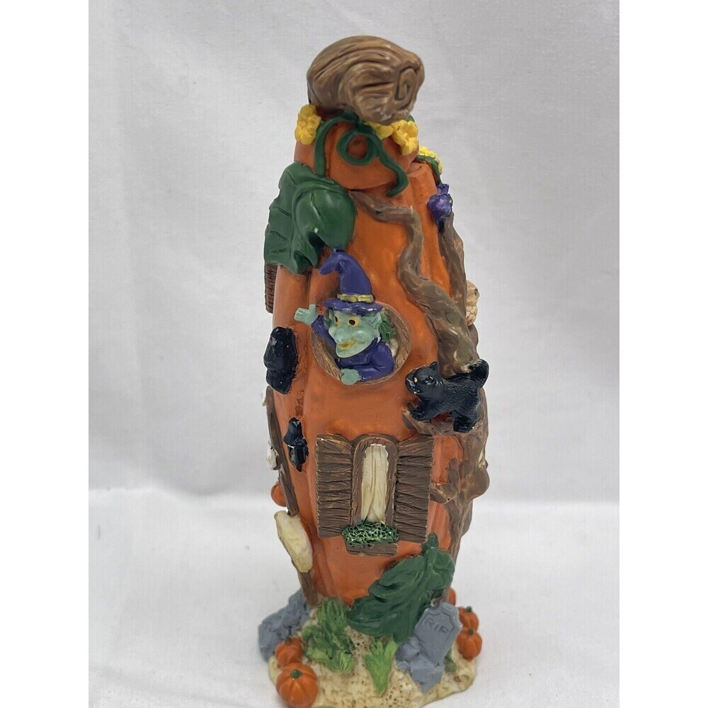 Pumpkin House Halloween Jack O Lantern Village Witch Black Cat Figure